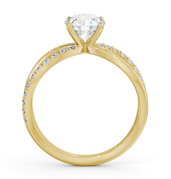 Round Diamond Bow Style Band Engagement Ring 18K Yellow Gold Solitaire ENRD212S_YG_THUMB1 