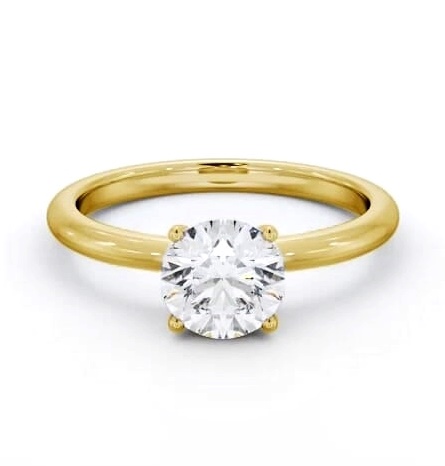 Round Diamond Sleek 4 Prong Engagement Ring 18K Yellow Gold Solitaire ENRD214_YG_THUMB2 