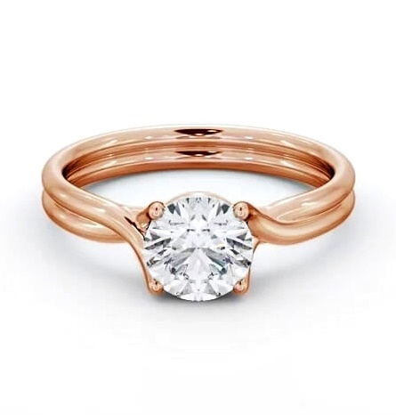 Round Diamond Twin Band Engagement Ring 9K Rose Gold Solitaire ENRD215_RG_THUMB2 