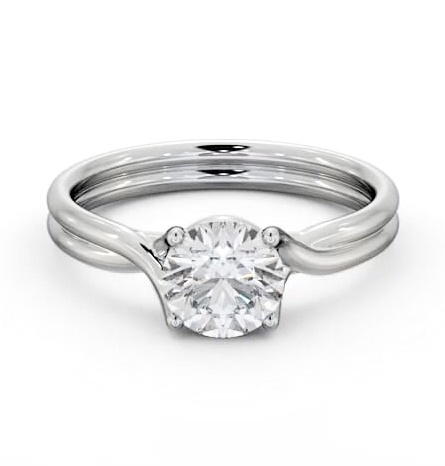 Round Diamond Twin Band Engagement Ring Platinum Solitaire ENRD215_WG_THUMB2 