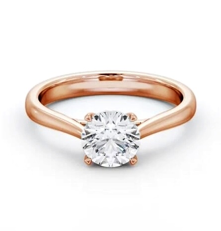 Round Diamond Classic 4 Prong Engagement Ring 18K Rose Gold Solitaire ENRD218_RG_THUMB1