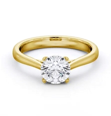 Round Diamond Classic 4 Prong Ring 18K Yellow Gold Solitaire ENRD218_YG_THUMB2 