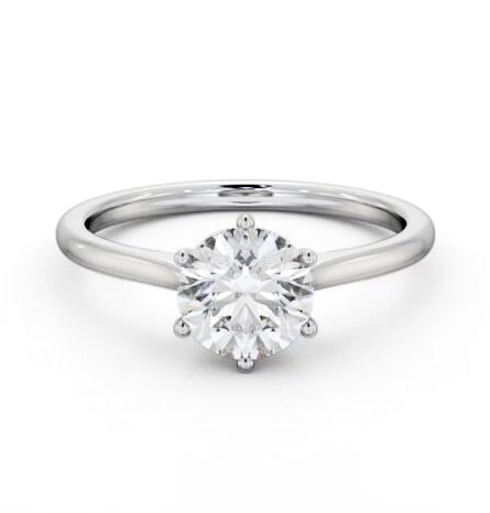 Round Diamond Classic 6 Prong Engagement Ring 9K White Gold Solitaire ENRD219_WG_THUMB2 