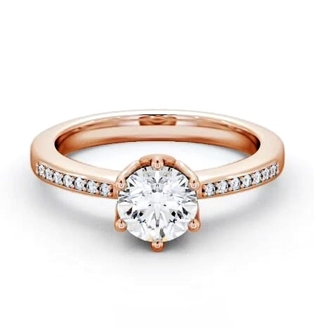 Round Diamond Intricate Detail 6 Prong Ring 18K Rose Gold Solitaire ENRD21S_RG_THUMB1