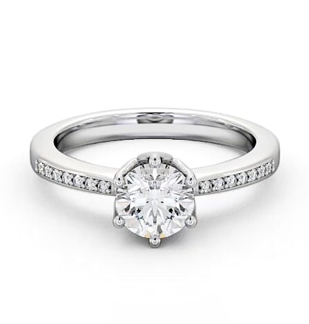 Round Diamond Intricate Detail 6 Prong Ring 9K White Gold Solitaire ENRD21S_WG_THUMB2 