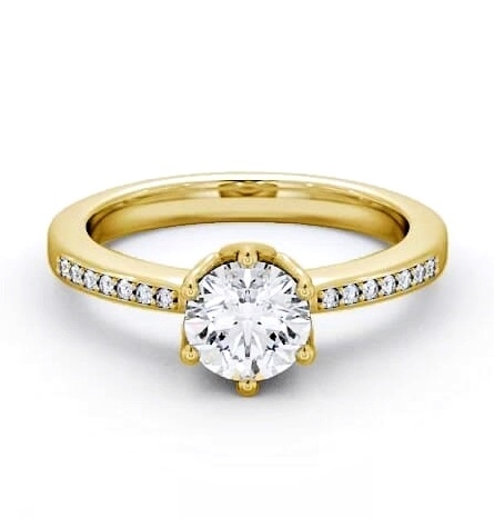 Round Diamond Intricate Detail 6 Prong Ring 18K Yellow Gold Solitaire ENRD21S_YG_THUMB2 