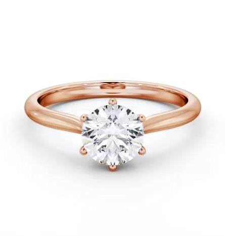 Round Diamond Tapered Band 6 Prong Ring 18K Rose Gold Solitaire ENRD220_RG_THUMB2 