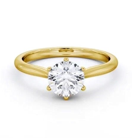 Round Diamond Tapered Band 6 Prong Ring 18K Yellow Gold Solitaire ENRD220_YG_THUMB2 