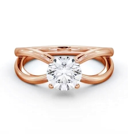 Round Diamond Split Bow Band Engagement Ring 18K Rose Gold Solitaire ENRD222_RG_THUMB1