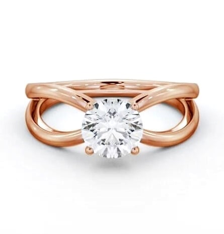 Round Diamond Split Bow Band Engagement Ring 18K Rose Gold Solitaire ENRD222_RG_THUMB2 