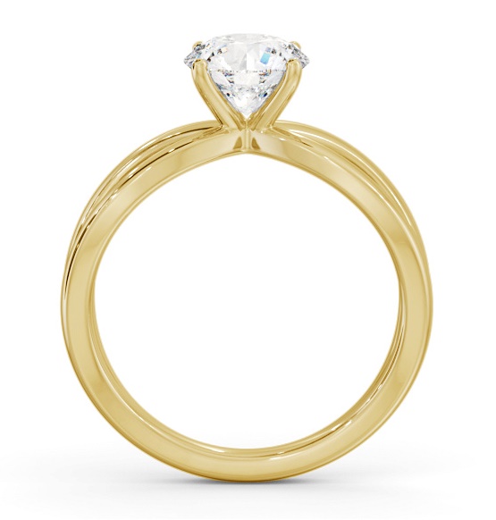 Round Diamond Split Bow Band Engagement Ring 18K Yellow Gold Solitaire ENRD222_YG_THUMB1 