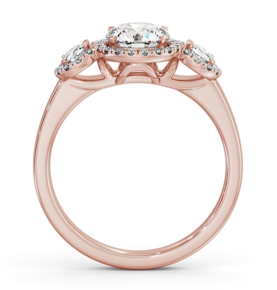 Halo Round Diamond Trilogy Style Engagement Ring 9K Rose Gold ENRD223_RG_THUMB1 