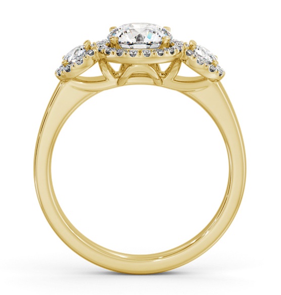 Halo Round Diamond Trilogy Style Engagement Ring 9K Yellow Gold ENRD223_YG_THUMB1 