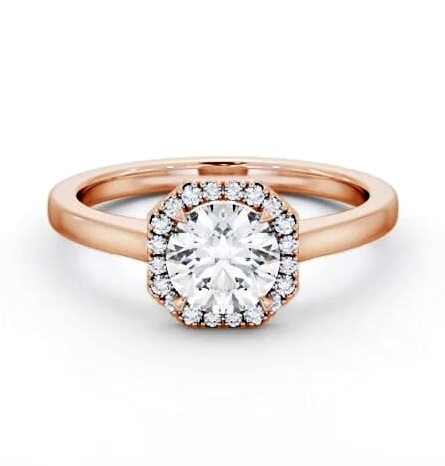 Round Diamond with Asscher Shape Halo Engagement Ring 9K Rose Gold ENRD225_RG_THUMB2 