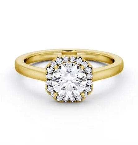 Round Diamond with Asscher Shape Halo Engagement Ring 18K Yellow Gold ENRD225_YG_THUMB2 