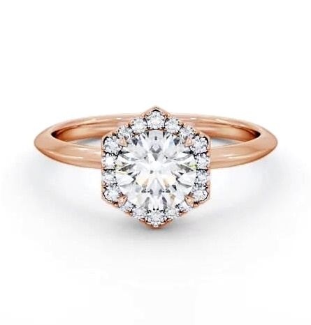 Round Diamond with Hexagon Shape Halo Engagement Ring 9K Rose Gold ENRD226_RG_THUMB2 