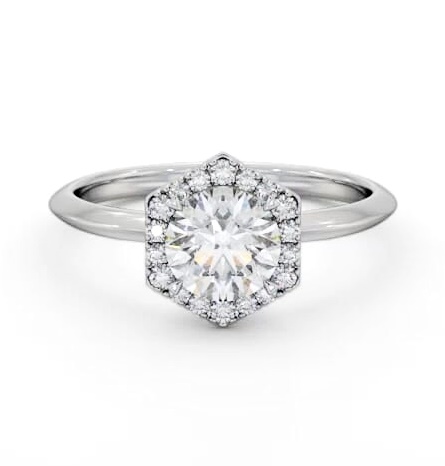 Round Diamond with Hexagon Shape Halo Engagement Ring 9K White Gold ENRD226_WG_THUMB2 