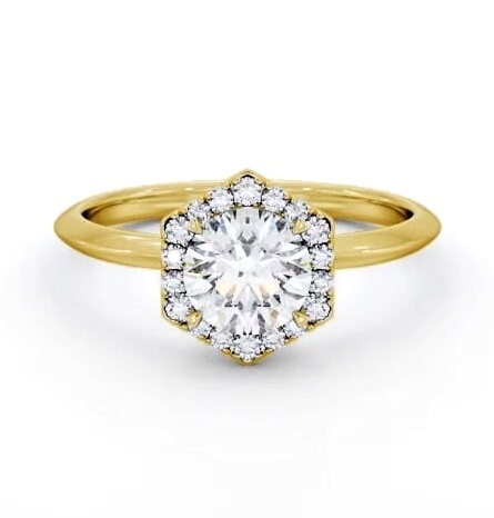 Round Diamond with Hexagon Shape Halo Engagement Ring 18K Yellow Gold ENRD226_YG_THUMB2 