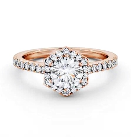 Round Diamond with Hexagon Shape Halo Engagement Ring 18K Rose Gold ENRD227_RG_THUMB2 