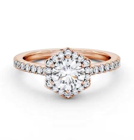 Round Diamond with Hexagon Shape Halo Engagement Ring 18K Rose Gold ENRD227_RG_THUMB1