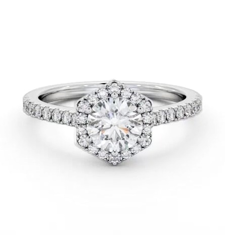 Round Diamond with Hexagon Shape Halo Engagement Ring Palladium ENRD227_WG_THUMB2 