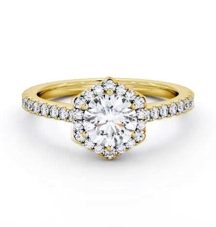 Round Diamond with Hexagon Shape Halo Engagement Ring 9K Yellow Gold ENRD227_YG_THUMB2 