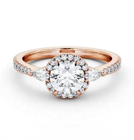 Halo Round with Pear Diamond Engagement Ring 9K Rose Gold ENRD231_RG_THUMB2 