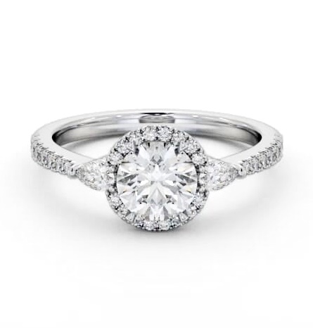 Halo Round with Pear Diamond Engagement Ring 9K White Gold ENRD231_WG_THUMB2 