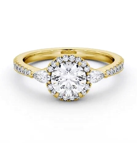 Halo Round with Pear Diamond Engagement Ring 18K Yellow Gold ENRD231_YG_THUMB2 