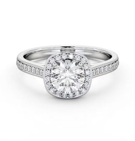 Round Diamond with Channel Set Halo Engagement Ring Platinum ENRD232_WG_THUMB1