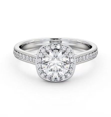 Round Diamond with Channel Set Halo Engagement Ring Platinum ENRD232_WG_THUMB2 