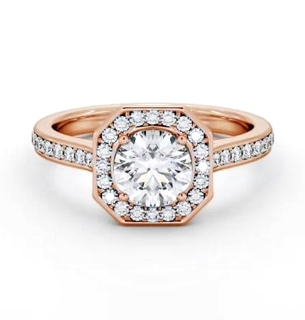 Round Diamond with Octagon Shape Halo Engagement Ring 18K Rose Gold ENRD233_RG_THUMB2 