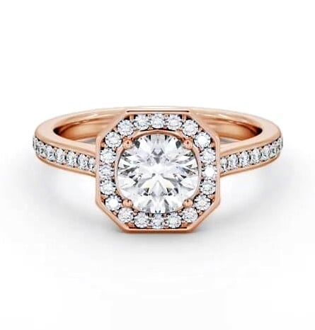 Round Diamond with Octagon Shape Halo Engagement Ring 18K Rose Gold ENRD233_RG_THUMB1