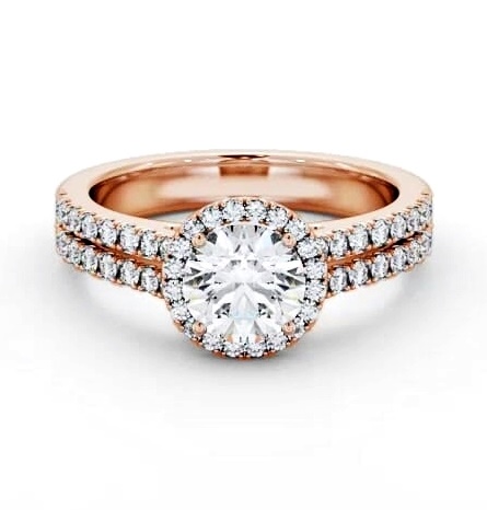 Halo Round Diamond Split Band Engagement Ring 18K Rose Gold ENRD234_RG_THUMB2 