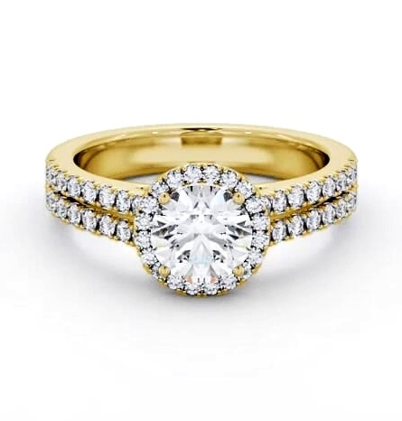 Halo Round Diamond Split Band Engagement Ring 9K Yellow Gold ENRD234_YG_THUMB2 