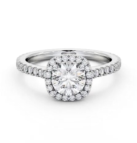 Halo Round Diamond Engagement Ring with Diamond Set Supports Palladium ENRD237_WG_THUMB2 