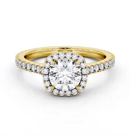 Halo Round Ring with Diamond Set Supports 9K Yellow Gold ENRD237_YG_THUMB1