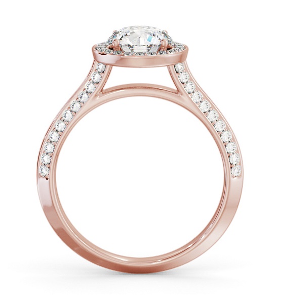 Halo Round Diamond with Knife Edge Band Engagement Ring 18K Rose Gold ENRD238_RG_THUMB1 