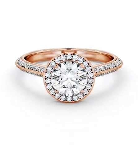 Halo Round Diamond with Knife Edge Band Engagement Ring 18K Rose Gold ENRD238_RG_THUMB2 