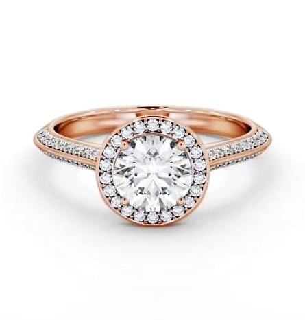 Halo Round Diamond with Knife Edge Band Engagement Ring 9K Rose Gold ENRD238_RG_THUMB1