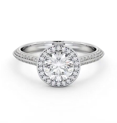 Halo Round Diamond with Knife Edge Band Engagement Ring Platinum ENRD238_WG_THUMB1