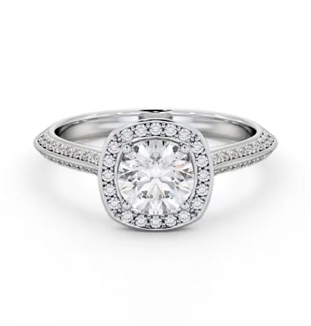 Halo Round Diamond with Knife Edge Band Engagement Ring Platinum ENRD239_WG_THUMB2 