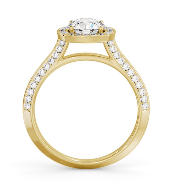 Halo Round Diamond with Knife Edge Band Ring 18K Yellow Gold ENRD239_YG_THUMB1 