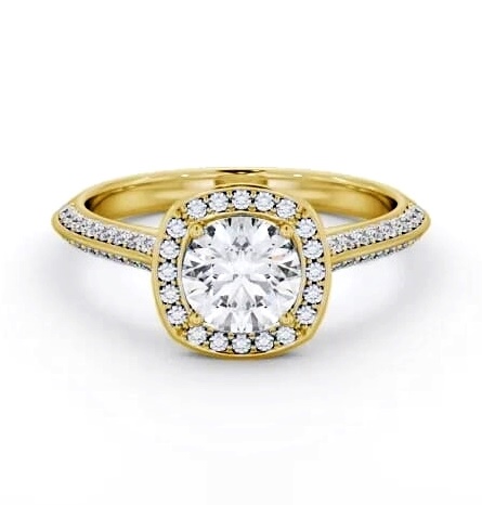 Halo Round Diamond with Knife Edge Band Engagement Ring 9K Yellow Gold ENRD239_YG_THUMB2 