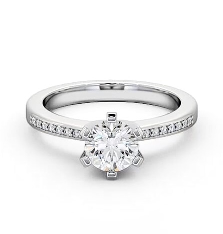 Round Diamond Squared Prongs Engagement Ring 18K White Gold Solitaire ENRD23S_WG_THUMB2 