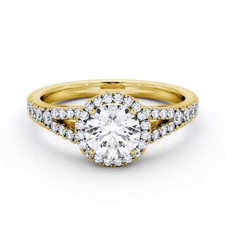 Halo Round Diamond Split Band Engagement Ring 18K Yellow Gold ENRD240_YG_THUMB1