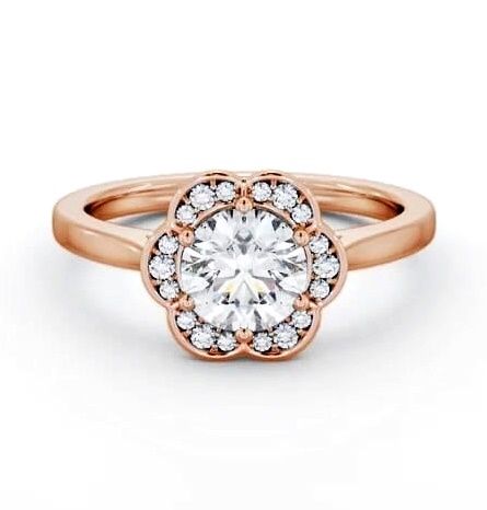 Round Diamond with A Floral Style Halo Engagement Ring 18K Rose Gold ENRD242_RG_THUMB2 