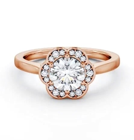 Round Diamond with A Floral Style Halo Engagement Ring 9K Rose Gold ENRD242_RG_THUMB1