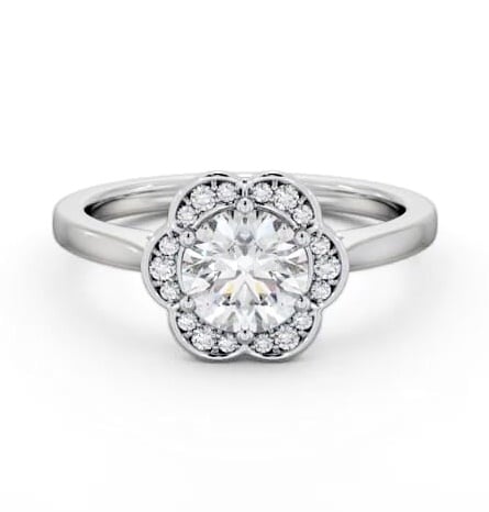 Round Diamond with A Floral Style Halo Engagement Ring Platinum ENRD242_WG_THUMB1