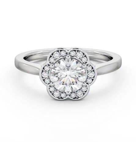 Round Diamond with A Floral Style Halo Engagement Ring 9K White Gold ENRD242_WG_THUMB2 